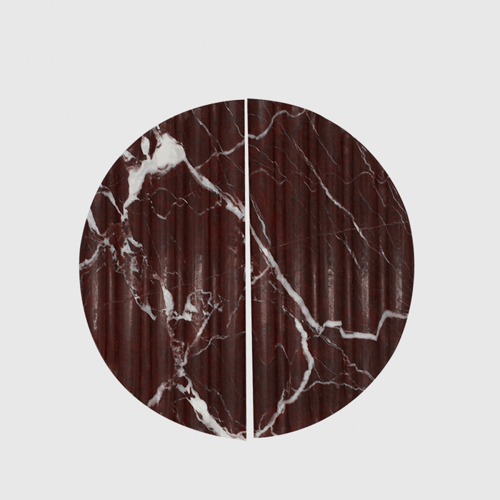 Stone Fluted Circular Cabinet Pull in Rosso Levanto | Zephra #Finish_Rosso Levanto