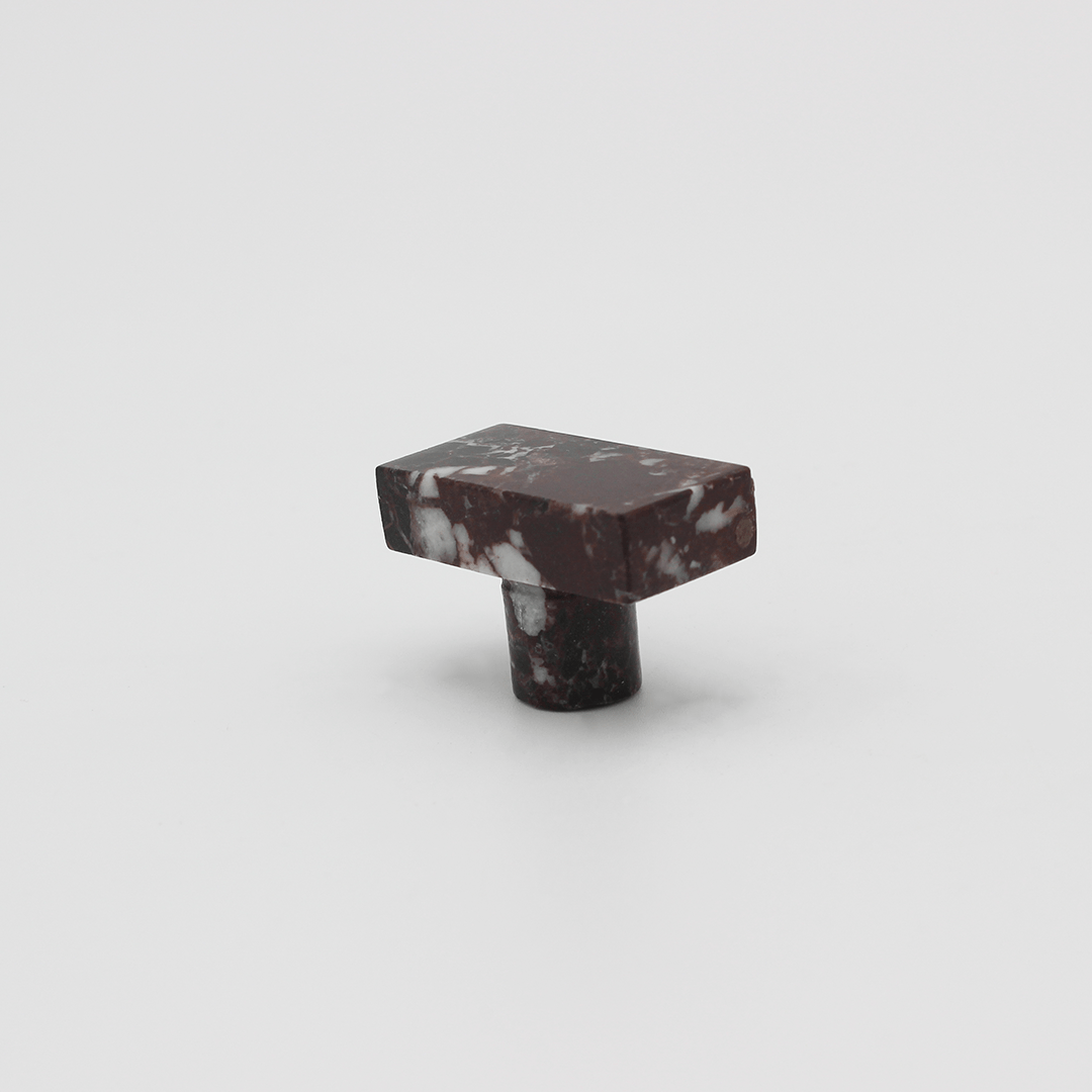 Stone Rectangular Cabinet Knob in Rosso Levanto | Zephra