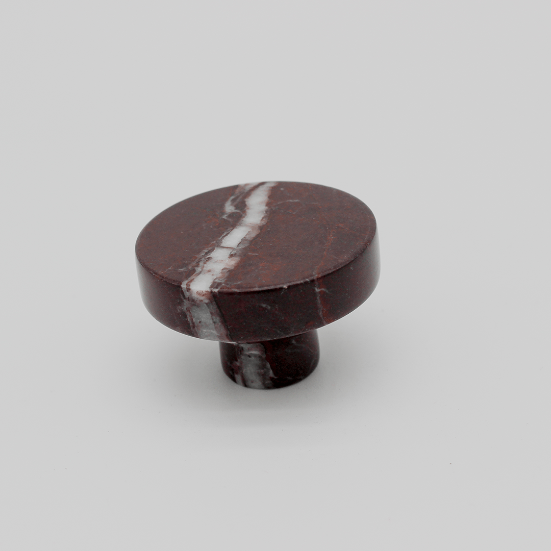 Stone Round Cabinet Knob in Rosso Levanto | Zephra