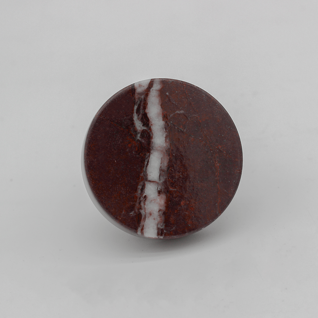 Stone Round Cabinet Knob in Rosso Levanto | Zephra