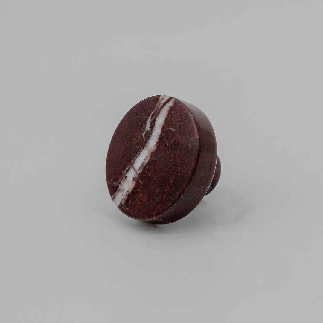 Stone Round Shower Screen Knob in Rosso Levanto | Zephra