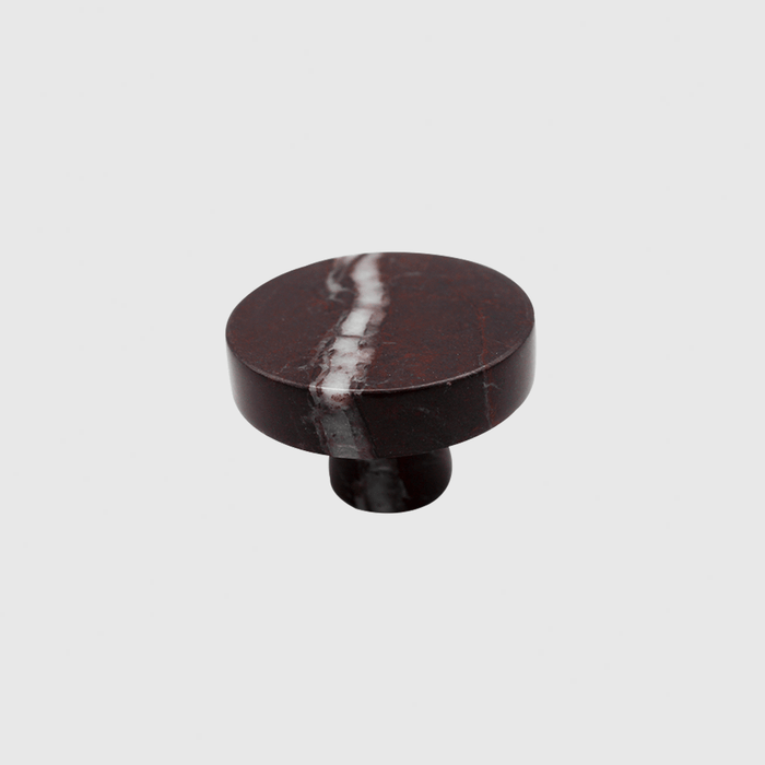 Stone Round Cabinet Knob in Rosso Levanto | Zephra #Finish_Rosso Levanto