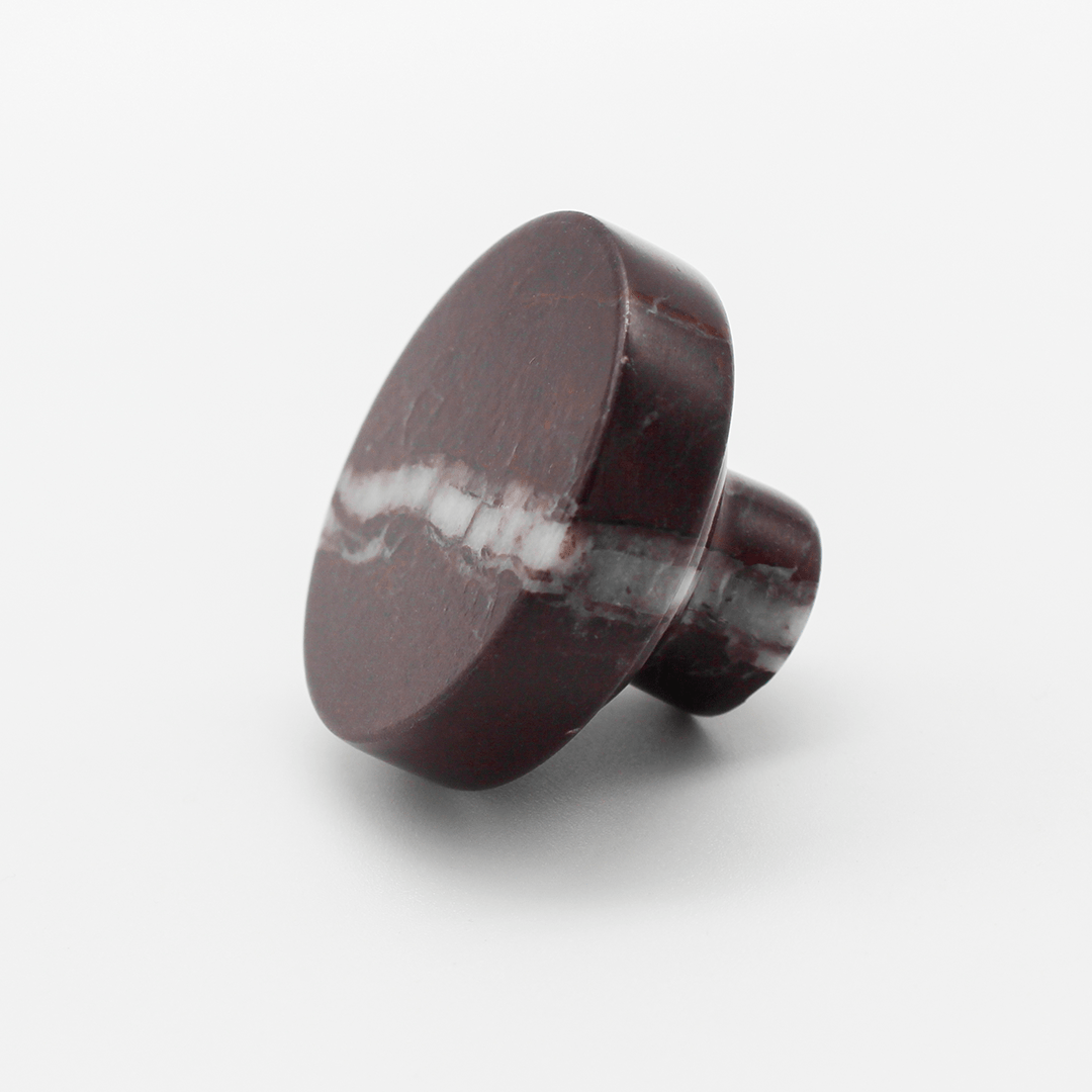 Stone Round Shower Screen Knob in Rosso Levanto | Zephra