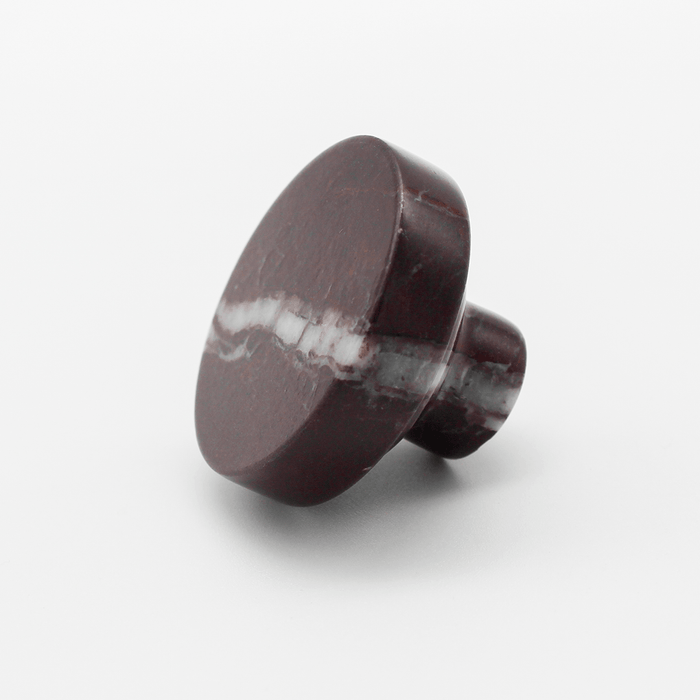 Stone Round Cabinet Knob in Rosso Levanto | Zephra #Finish_Rosso Levanto