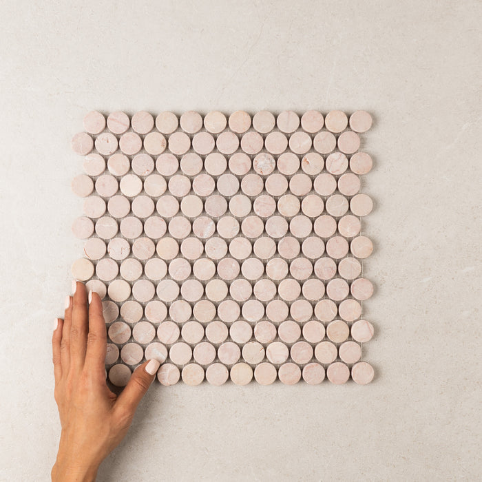 Rosso Penny Round Tumbled 23mm Mosaic