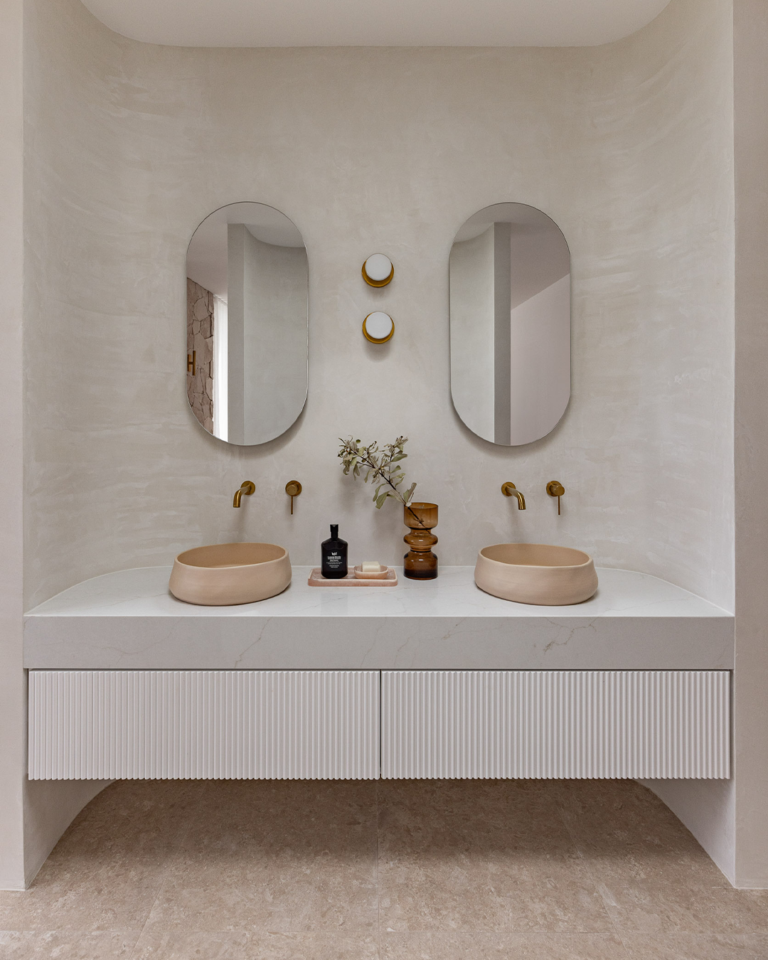 Nood Co Mill Concrete Basin installed in a finished bathroom (2)