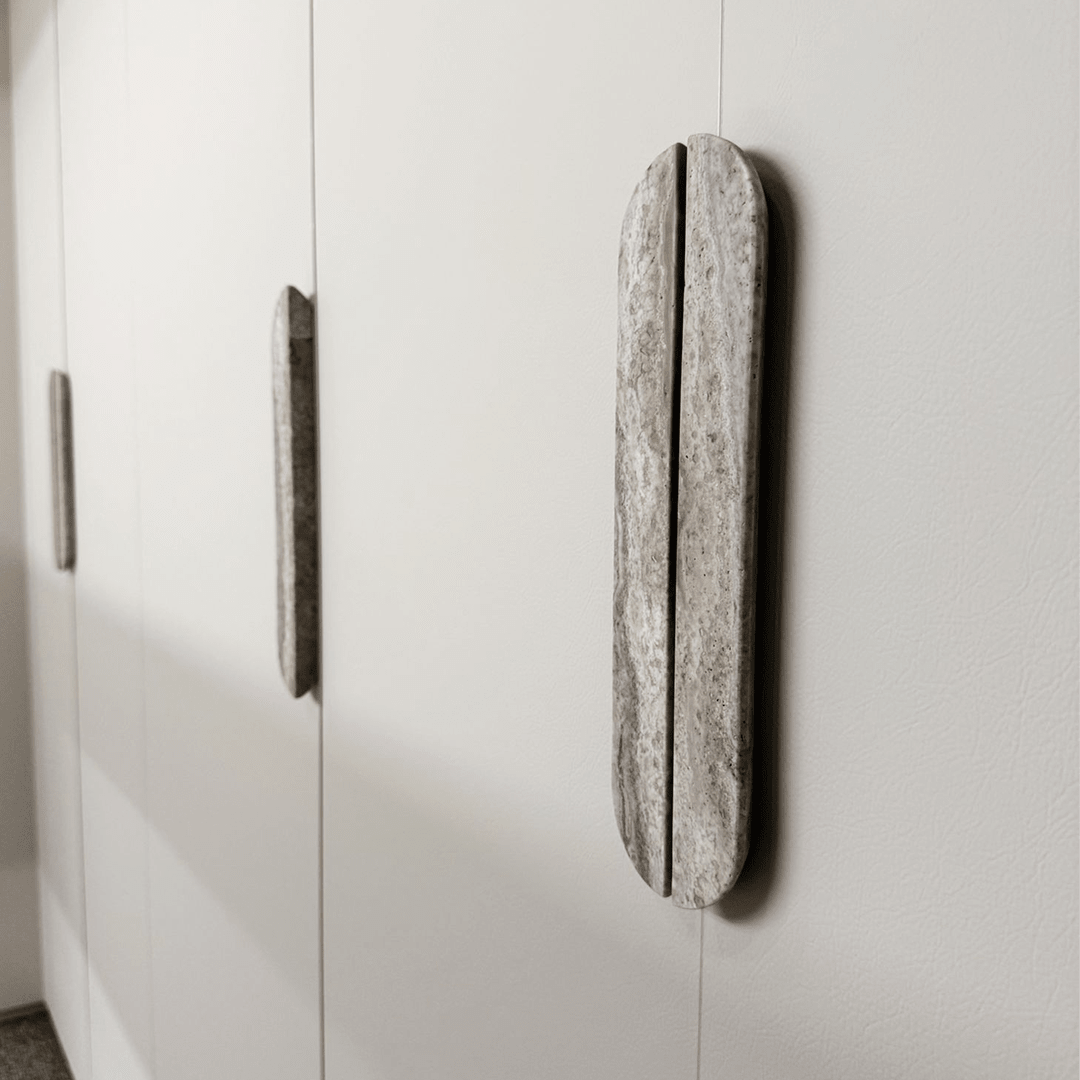 Stone Cabinet Pull in Silver Travertine | Zephra
