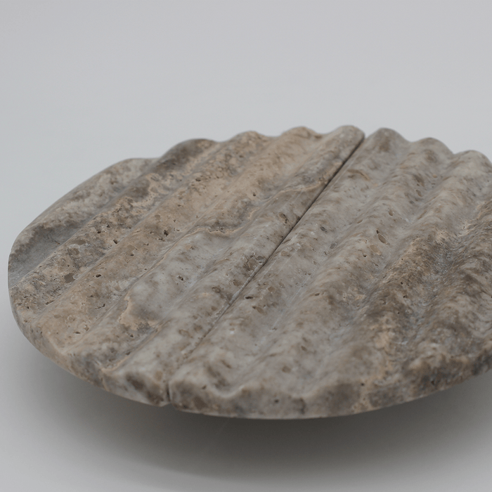 Stone Fluted Circular Cabinet Pull in Silver Travertine | Zephra #Finish_Silver Travertine