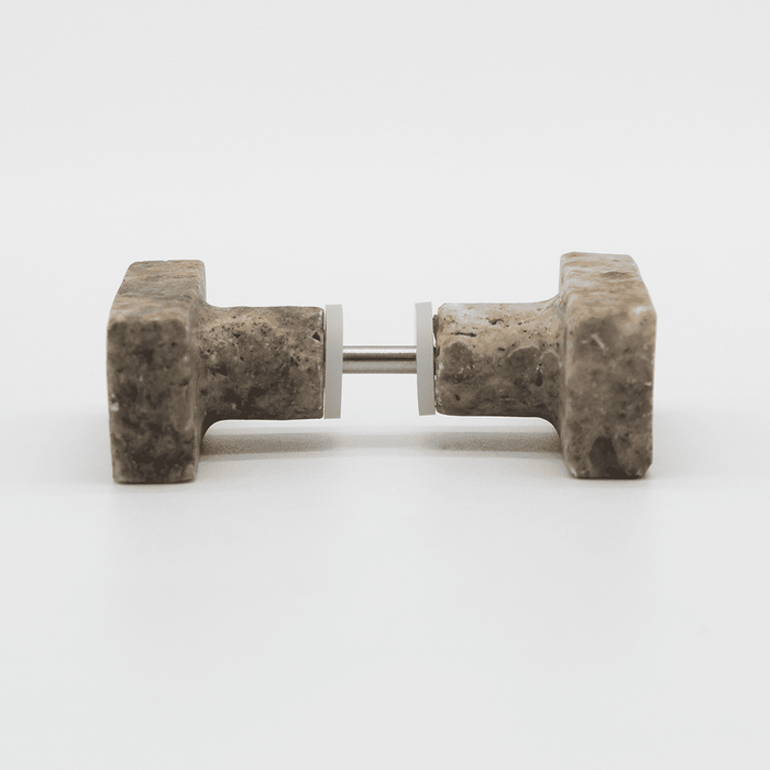 Stone Rectangular Shower Screen Knob in Silver Travertine | Zephra #Finish_Silver Travertine