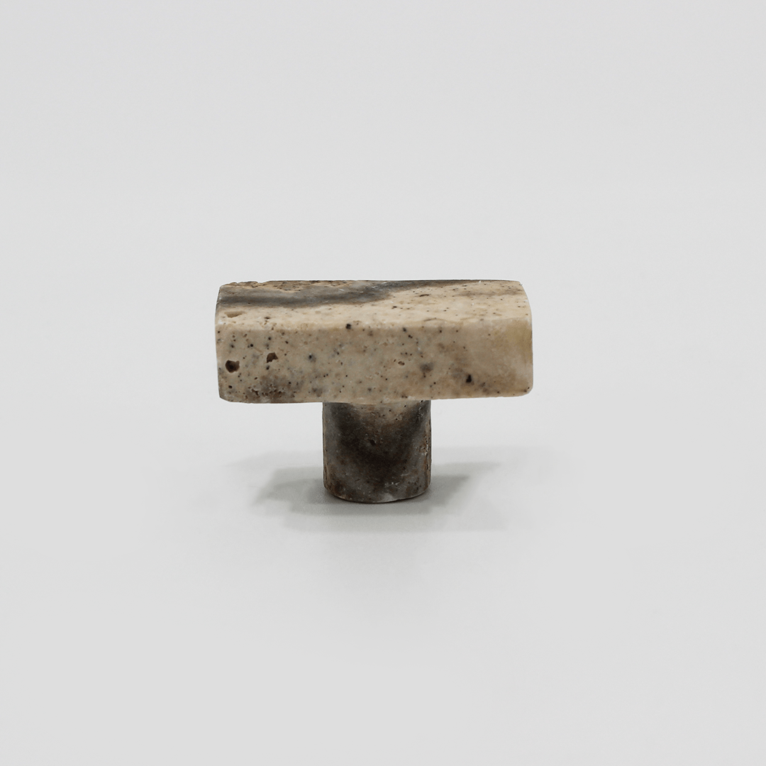Stone Rectangular Cabinet Knob in Silver Travertine | Zephra