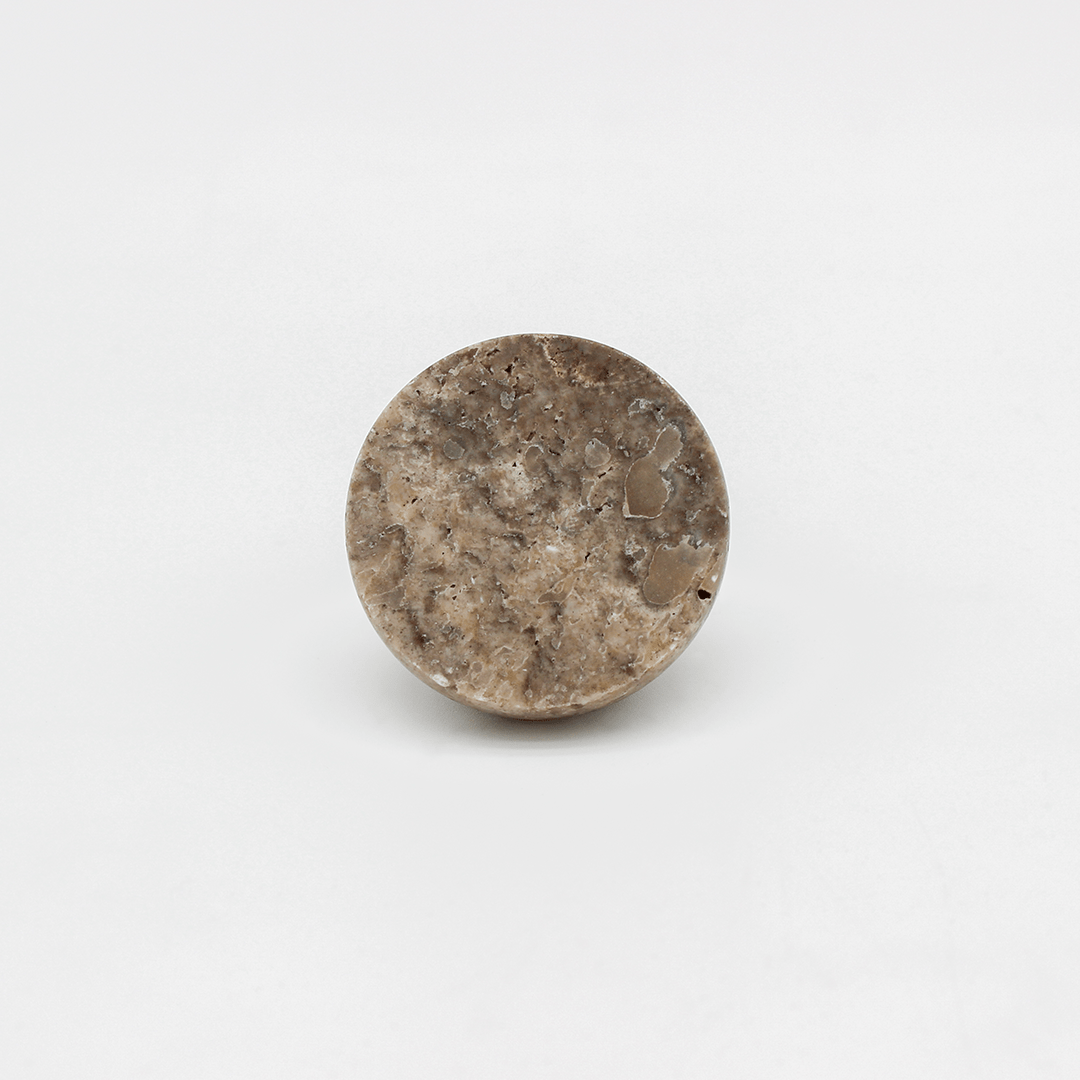 Stone Round Shower Screen Knob in Silver Travertine | Zephra