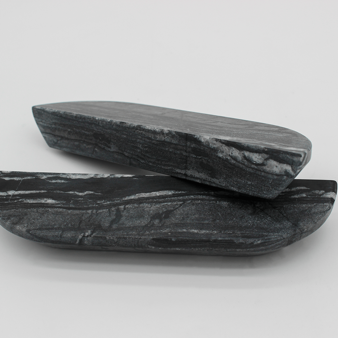 Stone Cabinet Pull in Silver Wave Marble | Zephra