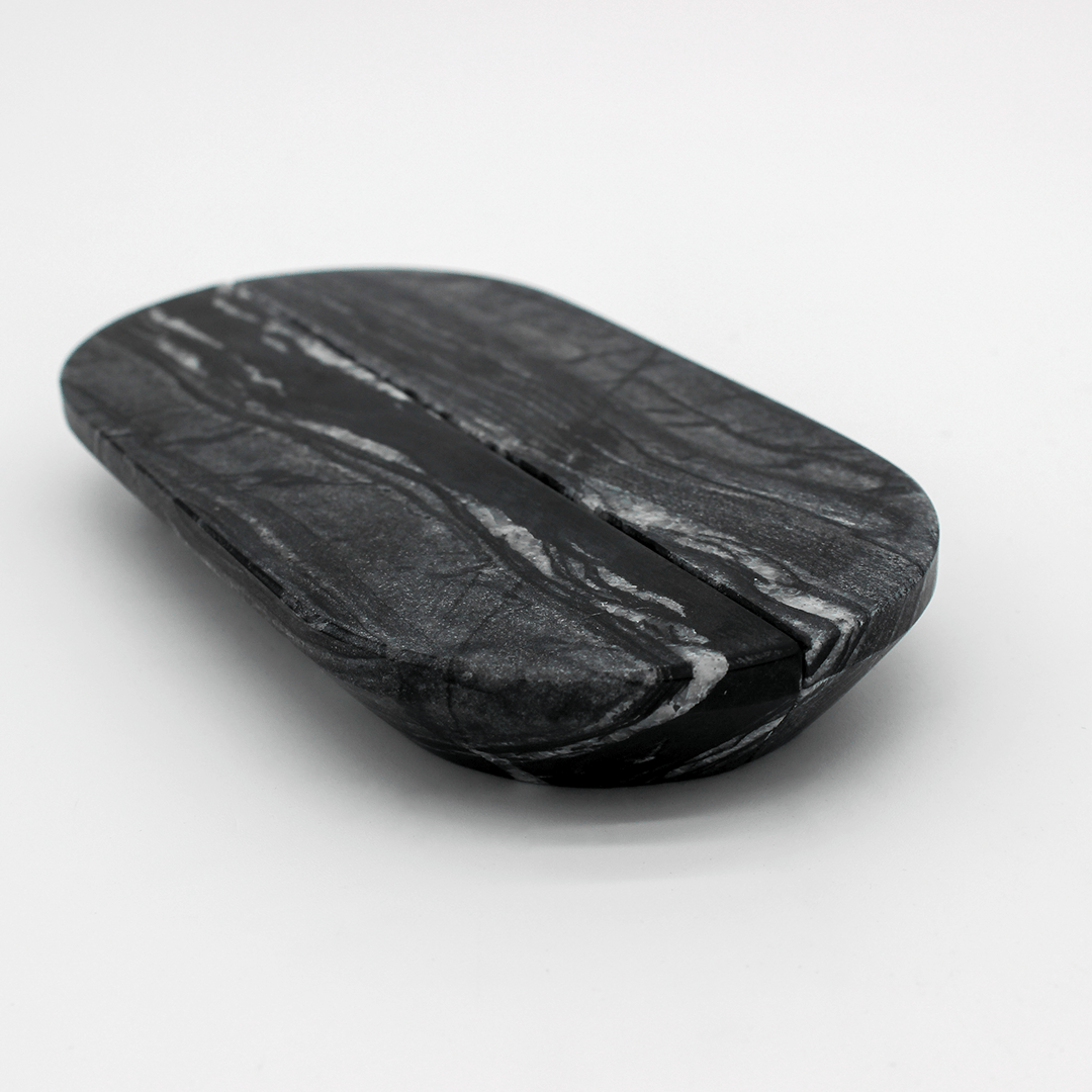 Stone Cabinet Pull in Silver Wave Marble | Zephra