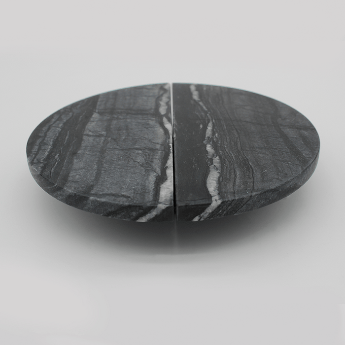 Stone Circular Cabinet Pull in Silver Wave Marble | Zephra #Finish_Silver Wave Marble