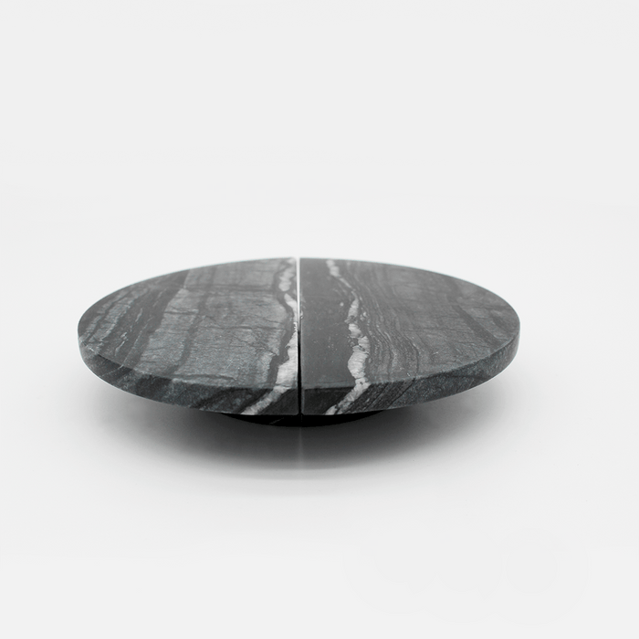 Stone Circular Cabinet Pull in Silver Wave Marble | Zephra #Finish_Silver Wave Marble
