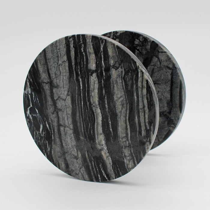 Stone Circular Front Door Entry Pull in Silver Wave Marble | Zephra #Finish_Silver Wave Marble