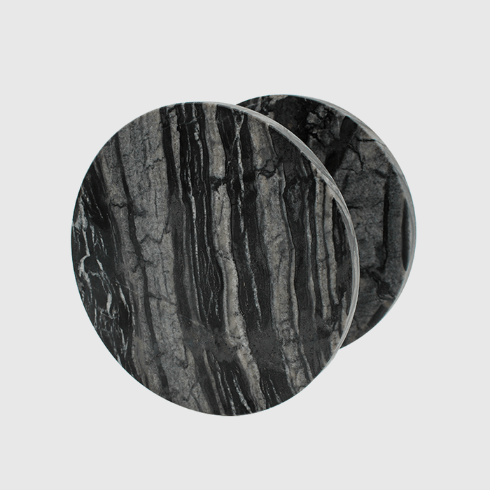 Stone Circular Front Door Entry Pull in Silver Wave Marble | Zephra #Finish_Silver Wave Marble