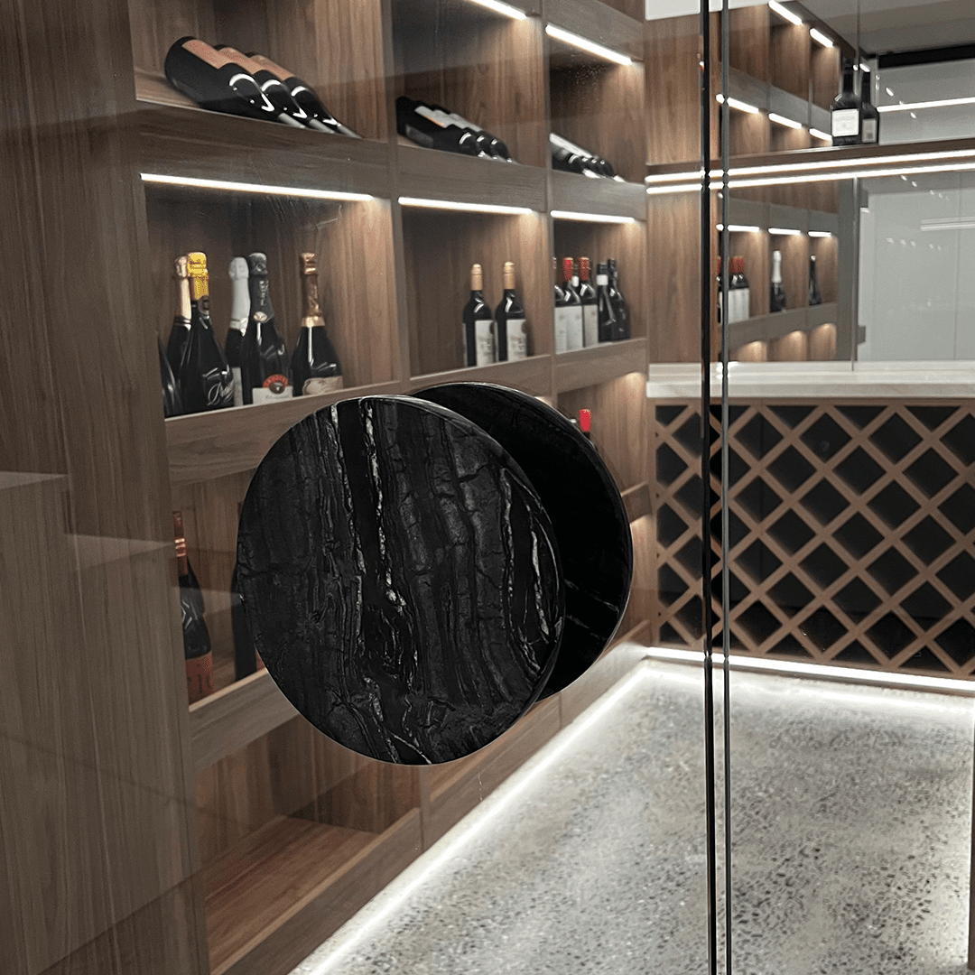 Stone Circular Front Door Entry Pull in Silver Wave Marble | Zephra
