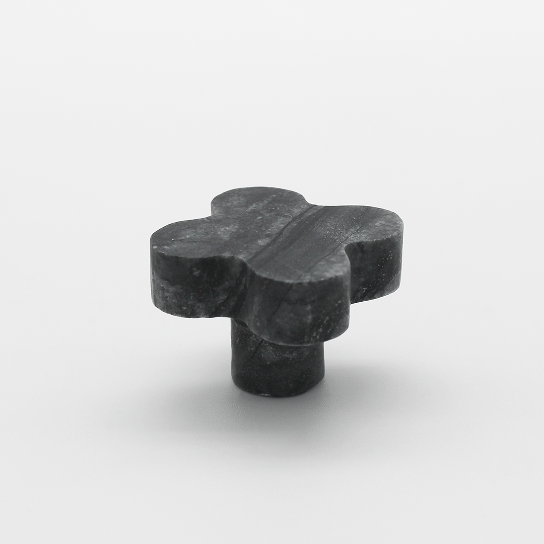 Stone Clover Shower Screen Knob in Silver Wave Marble | Zephra