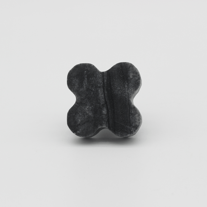 Stone Clover Cabinet Knob in Silver Wave Marble | Zephra #Finish_Silver Wave Marble