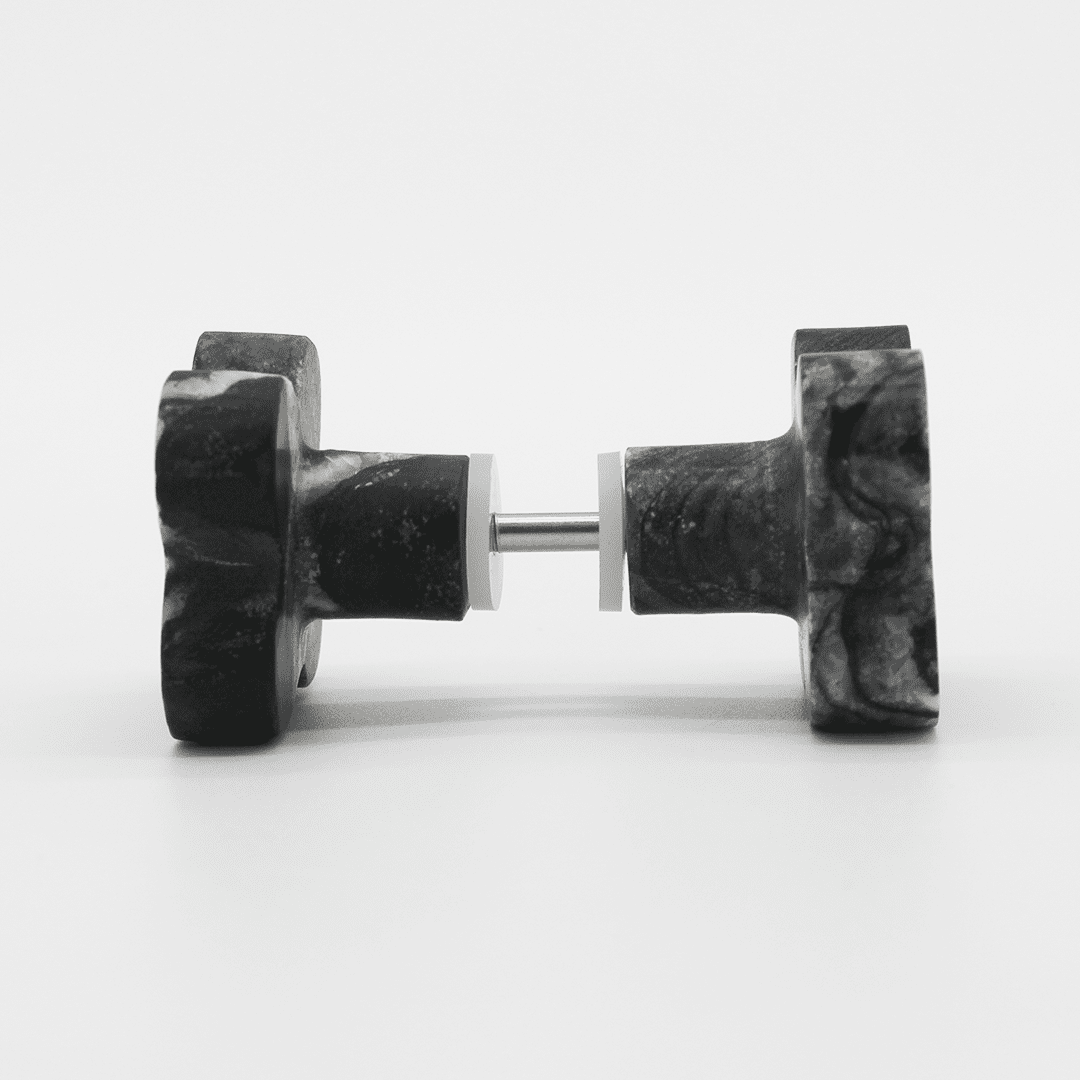 Stone Clover Shower Screen Knob in Silver Wave Marble | Zephra