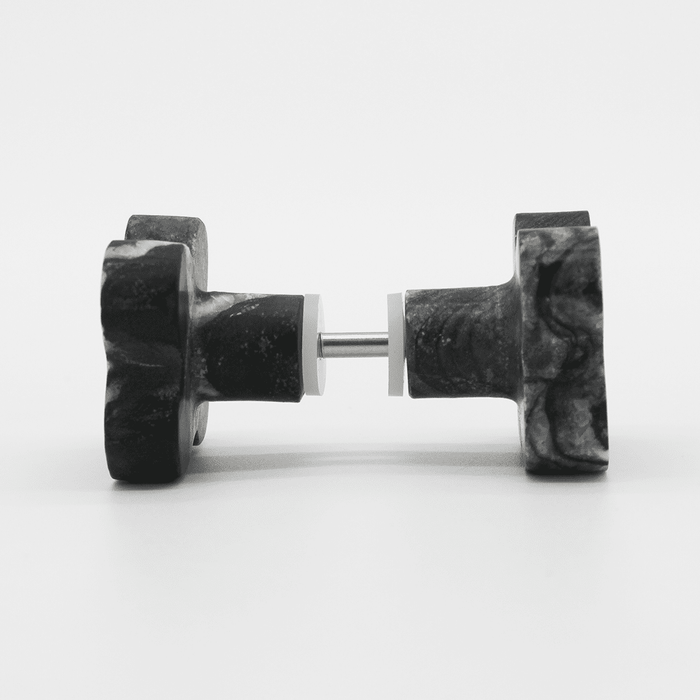 Stone Clover Shower Screen Knob in Silver Wave Marble | Zephra #Finish_Silver Wave Marble