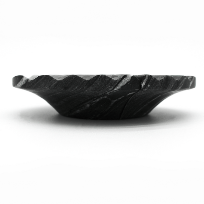 Stone Fluted Circular Cabinet Pull in Silver Wave Marble | Zephra #Finish_Silver Wave Marble