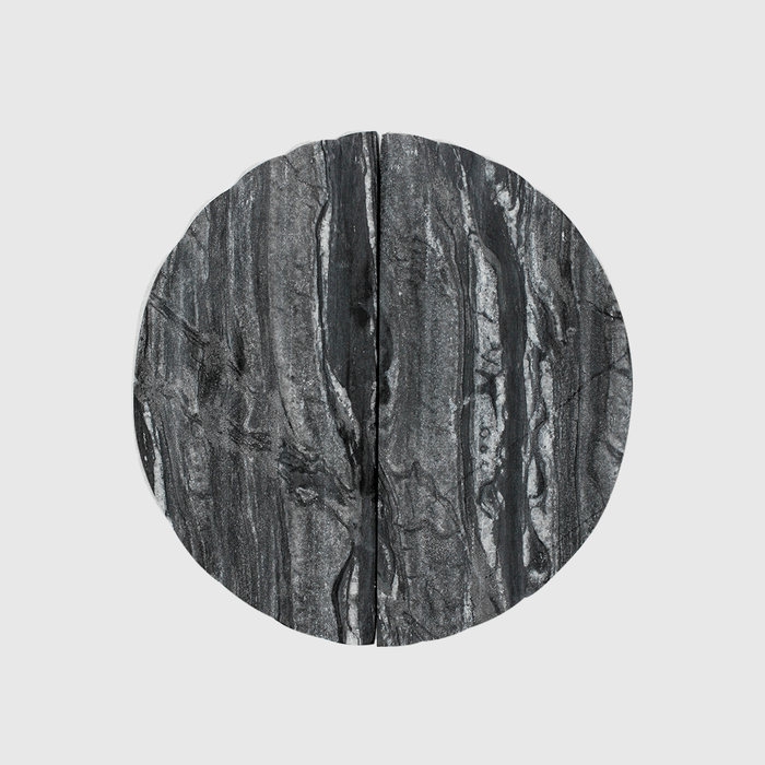 Stone Fluted Circular Cabinet Pull in Silver Wave Marble | Zephra #Finish_Silver Wave Marble