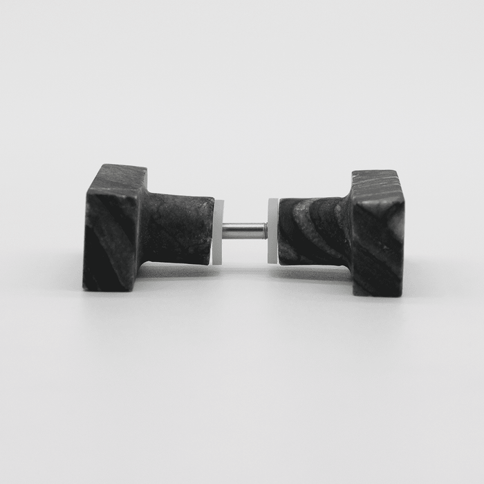 Stone Rectangular Shower Screen Knob in Silver Wave Marble | Zephra #Finish_Silver Wave Marble