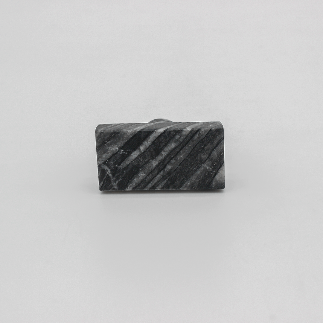 Stone Rectangular Cabinet Knob in Silver Wave Marble | Zephra