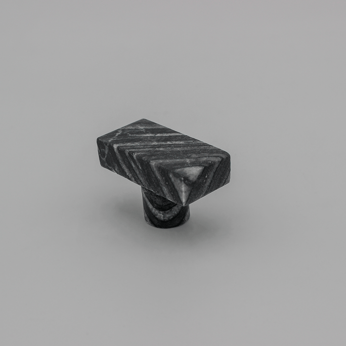 Stone Rectangular Cabinet Knob in Silver Wave Marble | Zephra #Finish_Silver Wave Marble