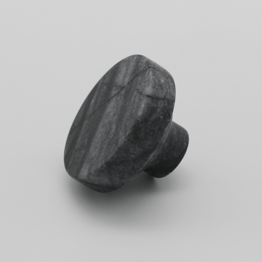 Stone Round Shower Screen Knob in Silver Wave Marble | Zephra