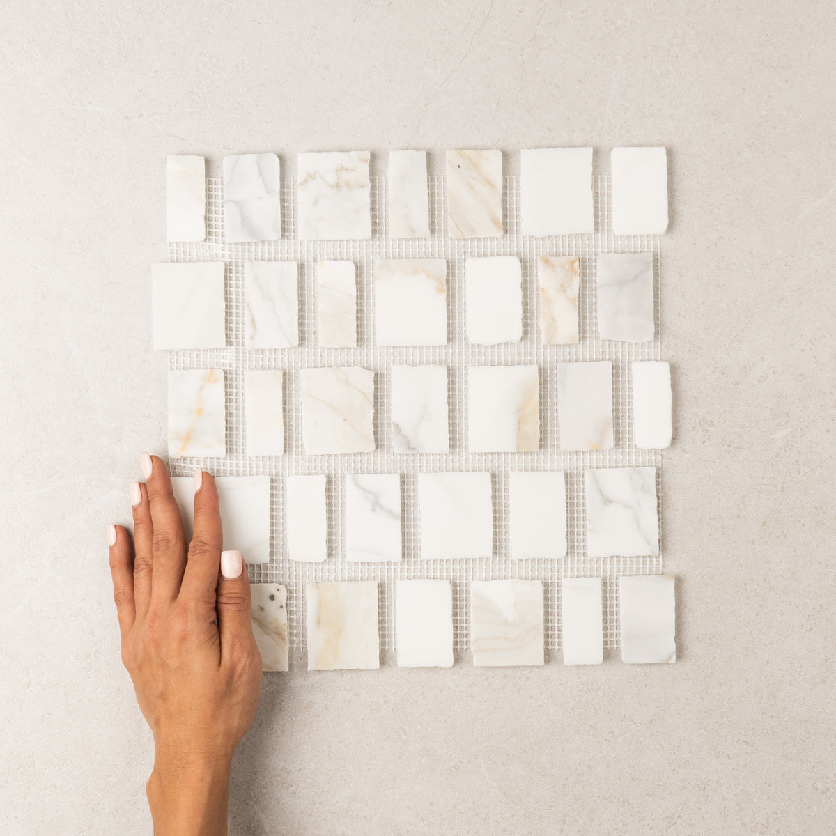 Calacatta Split Edge Marble Mosaic | Honed Natural Stone