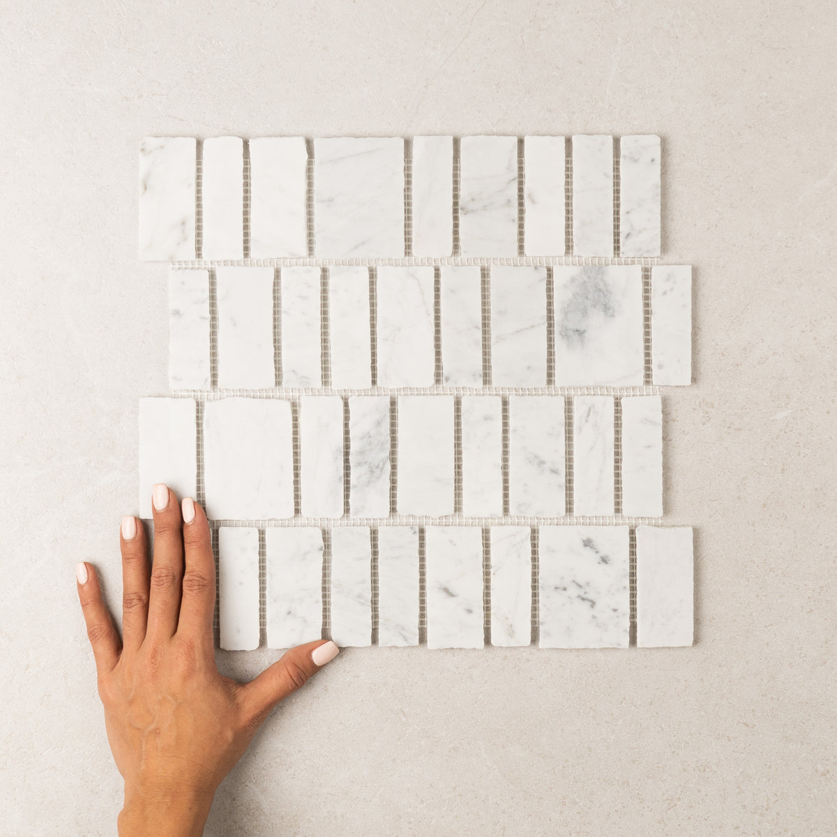 Carrara Split Edge Marble Mosaic | Honed Natural Stone