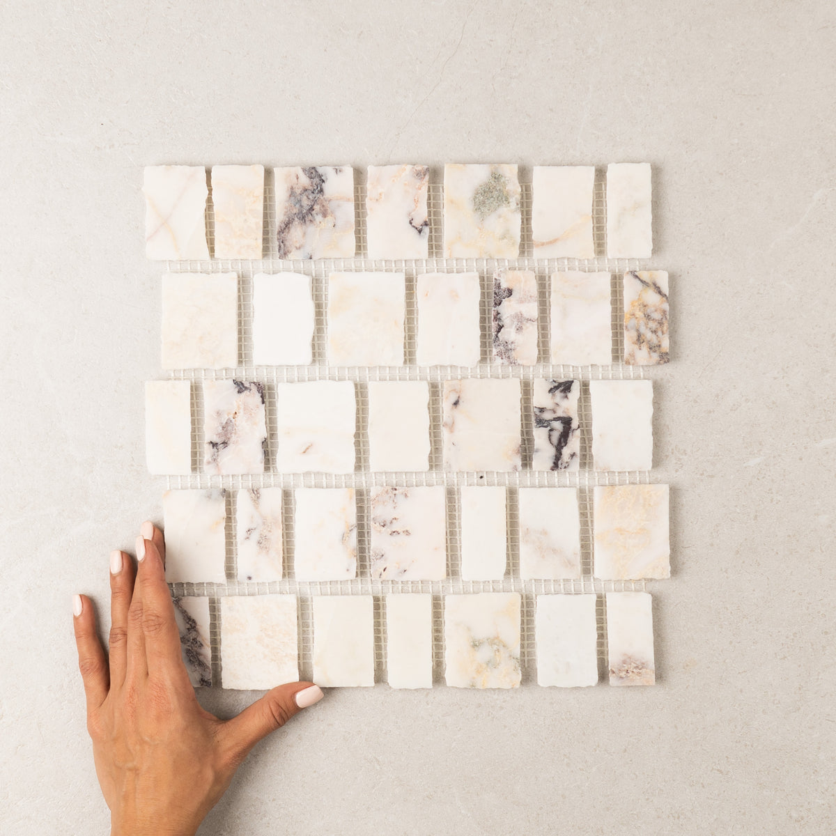 Viola Split Edge Marble Mosaic | Honed Natural Stone