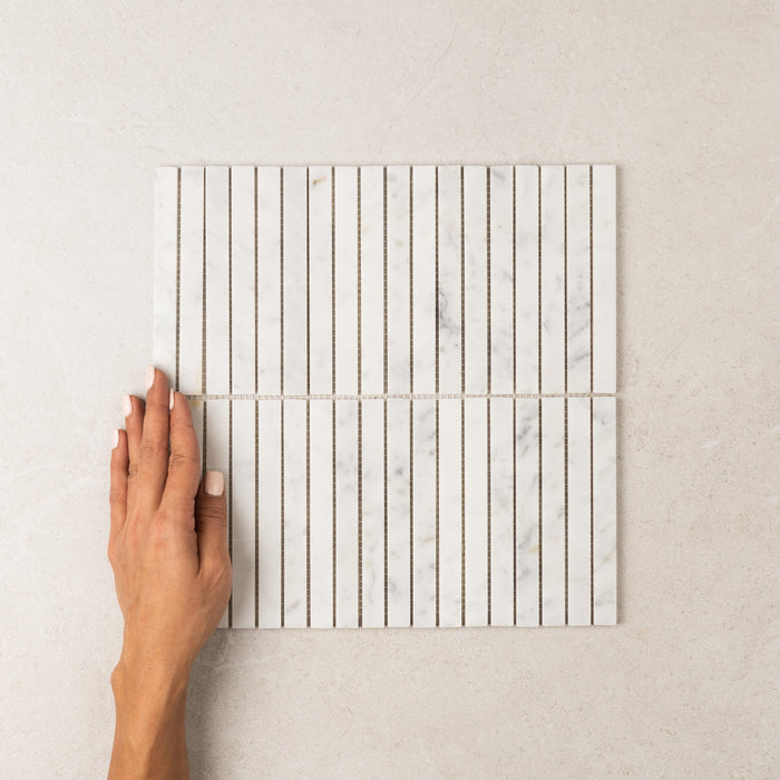 Carrara Stack Marble Mosaic | Honed Natural Stone