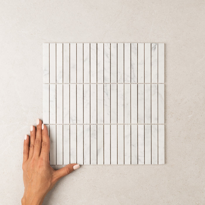 Carrara Stack Marble Mosaic | Honed Natural Stone