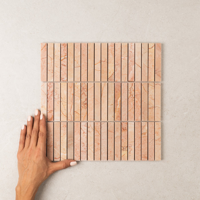 Rosso Stack Marble Mosaic | Honed Natural Stone