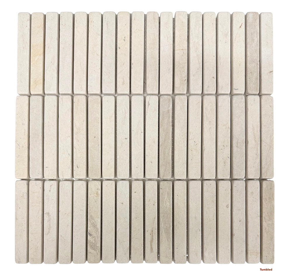 Utica Honed Natural Stone Mosaic in Beige, Tumbled finish