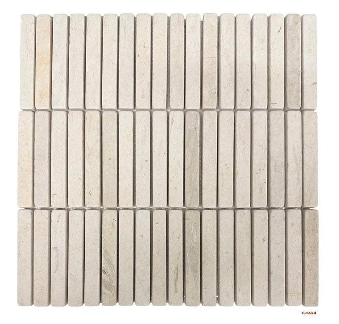 Utica Honed Natural Stone Mosaic in Beige, Tumbled finish