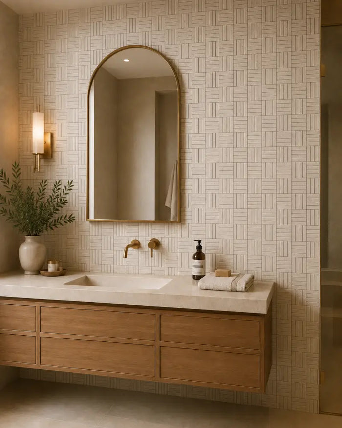 Travertine Cross Hatch Mosaic | Honed Natural Stone
