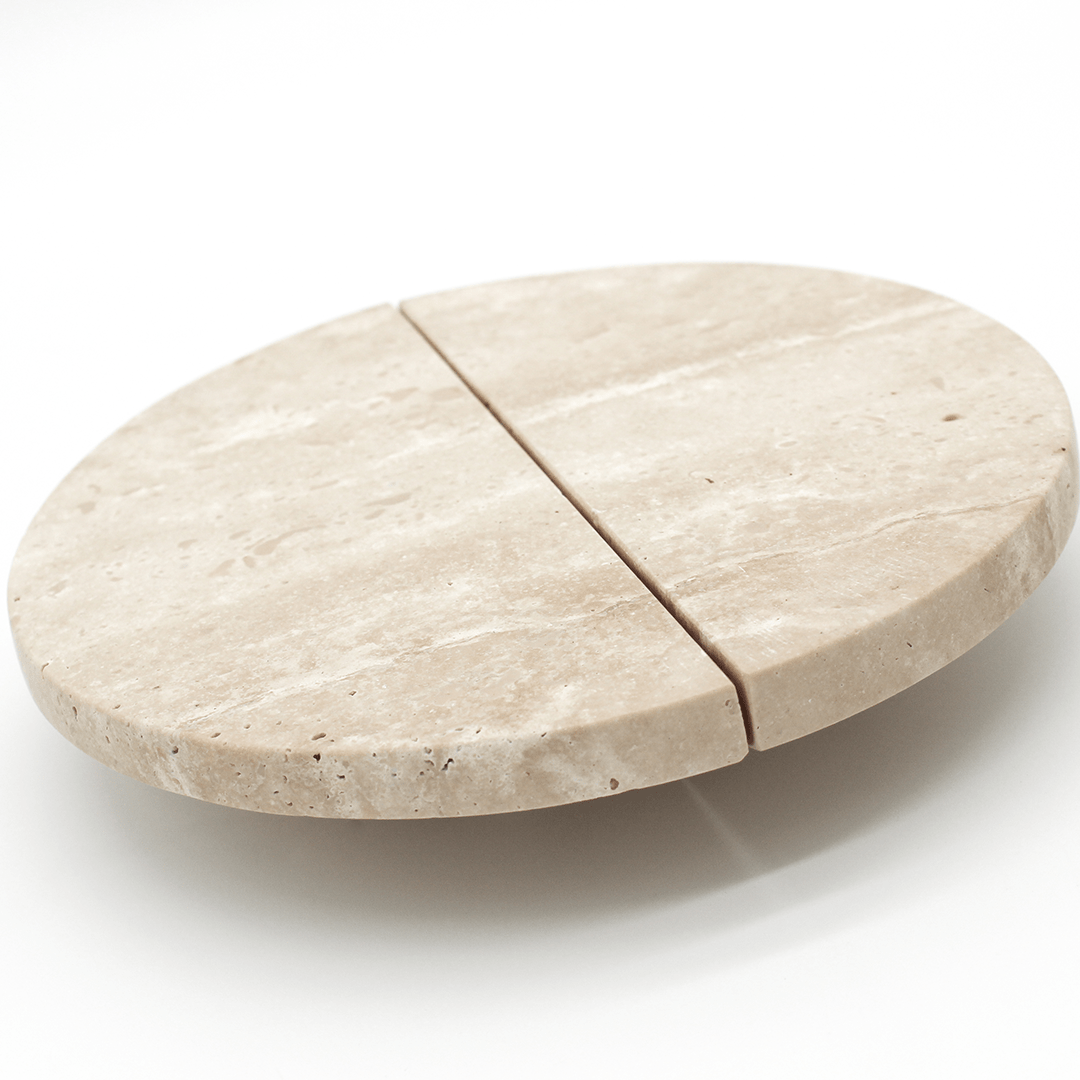 Stone Circular Cabinet Pull in Travertine | Zephra