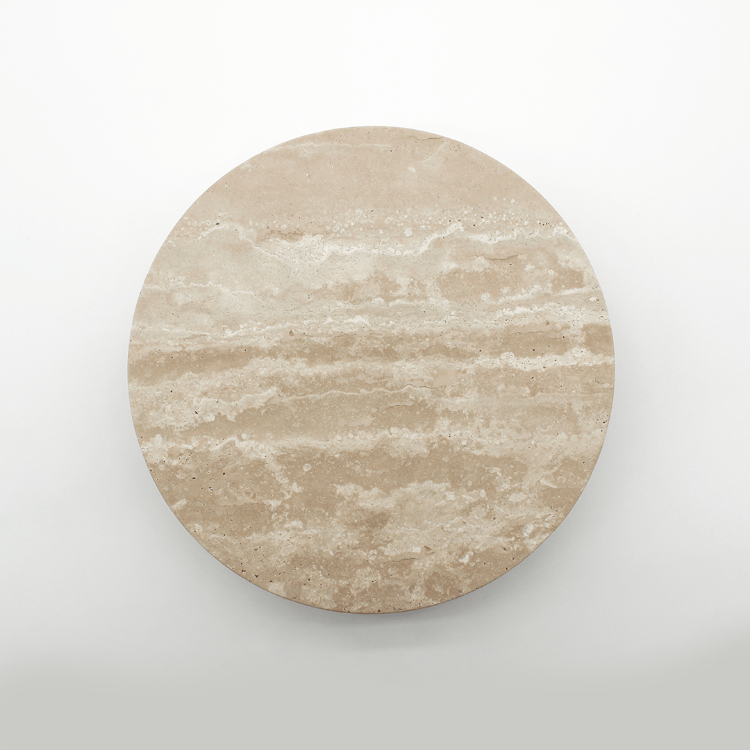 Stone Circular Front Door Entry Pull in Travertine | Zephra
