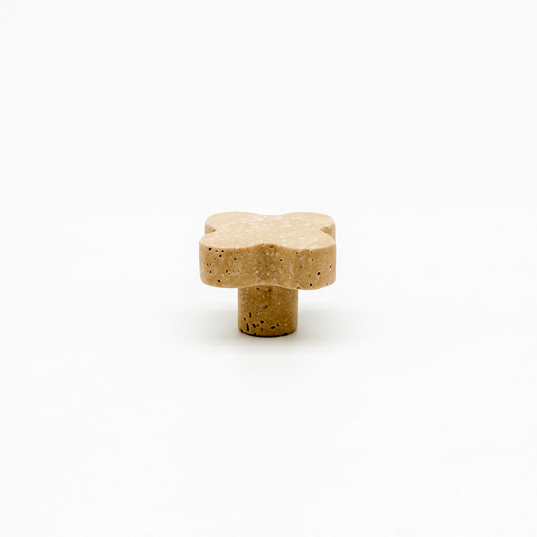 Stone Clover Cabinet Knob in Travertine | Zephra