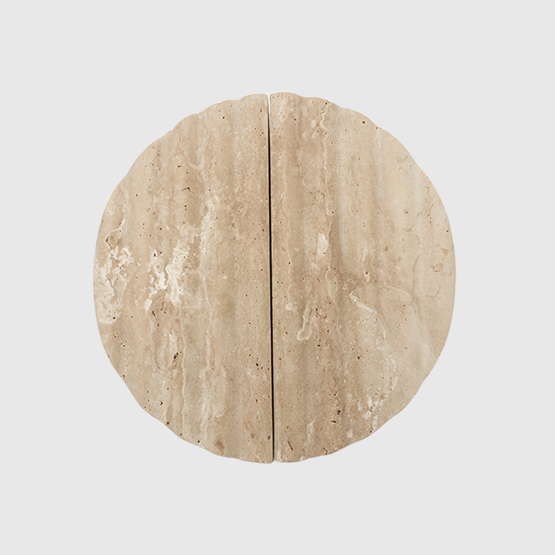 Travertine - Stone Fluted Circular Cabinet Pull