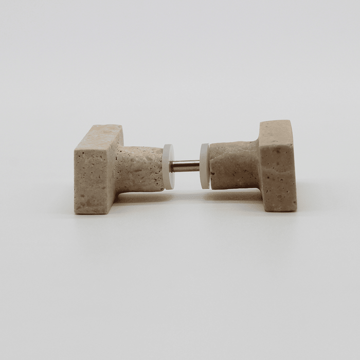 Stone Rectangular Shower Screen Knob in Travertine | Zephra #Finish_Travertine