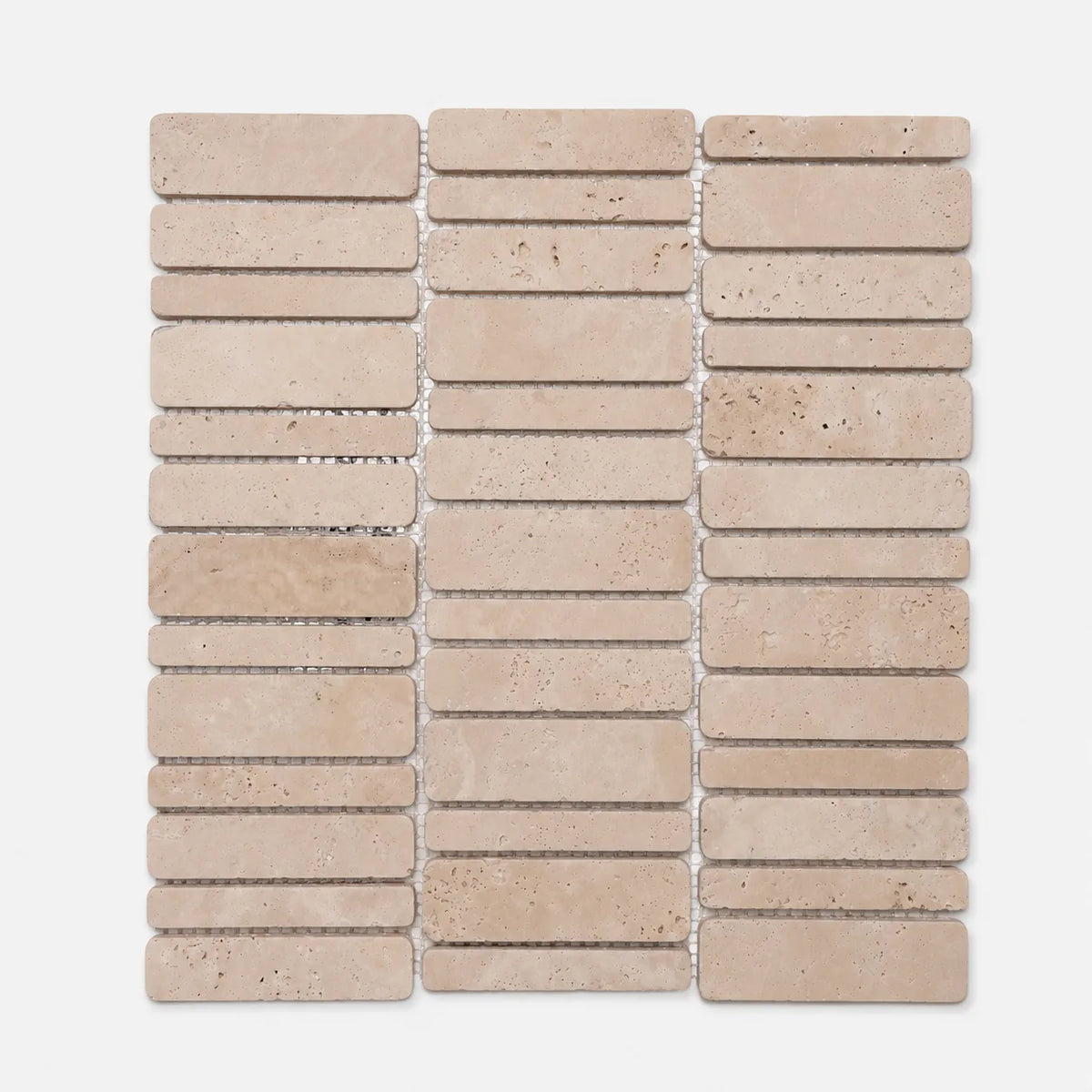 Keyboard Series Marble Mosaic 300x323mm in Travertine, Honed finish