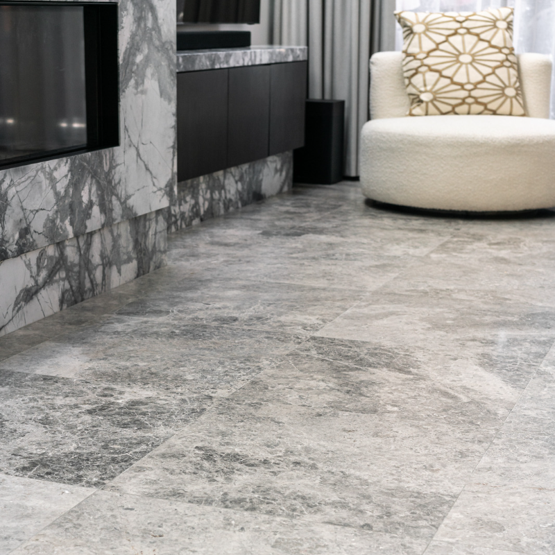 Tundra Grey Honed Marble Indoor Floor and Wall Tile