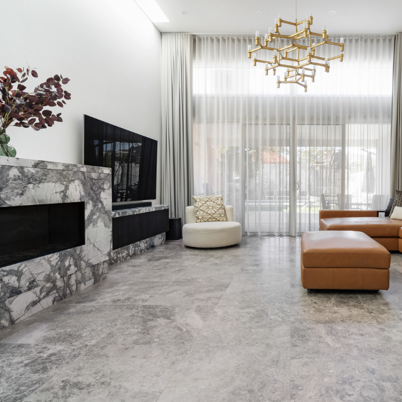 Tundra Grey Honed Marble Indoor Floor and Wall Tile