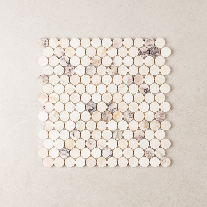 Viola Penny Round Marble Mosaic | Honed Natural Stone